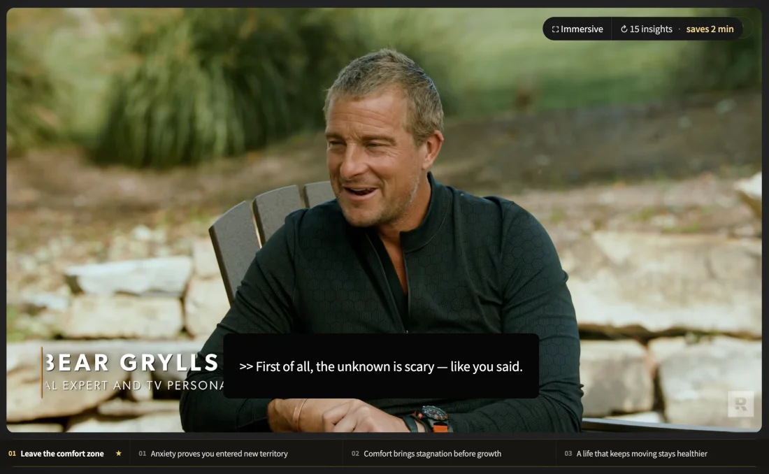 Player with sentence-by-sentence subtitles on